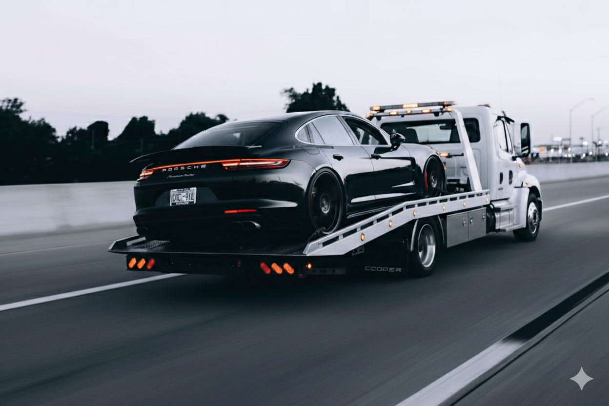 Fleet truck with city backdrop
